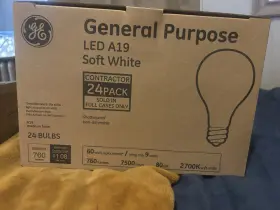 93128956 Ge Led 60-watt Eq A19 Soft White Medium Base E-26 Light Bulb 24-pack