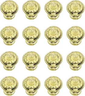 Zy08253849 Geesatis 16 Pcs Gold Antique Knob Handles Flower Pattern 0.7 Inch