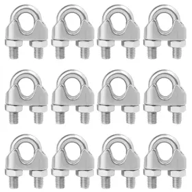 Genhakon 787502221408 12 Pcs 1/2 Wire Rope Cable Clip Clamp M12 304 Stainless Steel Fo