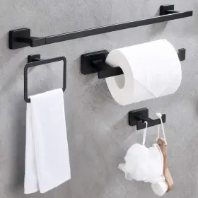 B0956v8b3g Geruike 4 Piece Bathroom Hardware Accessories Setmatt Black Stainless Steel