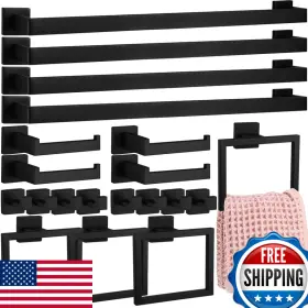 Gisafai B0cvzn7rt4 20 Pcs Black Bathroom Hardware Accessories Set 23.6 Inch Bath Towel Bar