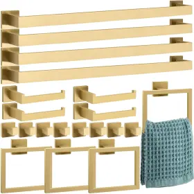 B0cwkx8tvv Gisafai 20-pc Brushed Gold Bathroom Hardware Set - 23.6 Inch Towel Bar Kit St. Steel