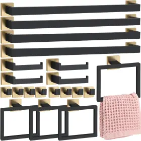B0f2f8w2q2 Gisafai 20 Pcs Black Gold Bathroom Hardware Accessories Set 23.6 Inch Bath