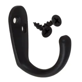 Gliderite 849376064762 5-pack 1-3/4 Inch Matte Black Single Coat Hooks