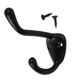 Gliderite 849376064854 5-pack 3 Inch Matte Black Double Coat Hooks