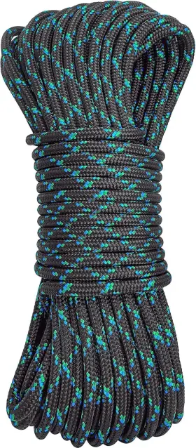 Gm Climbing 604697571623 8mm 5/16in Accessory Cord Rope Double Braid Pre 20feet Black
