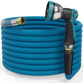 Gn24xsgh50-blu-suc Gnimihz Heavy Duty Hybrid Garden Hose 50 Ft X 5/8 In Reinforced Water With 10 P