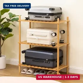 Gogogo 717121849905 3-tier Expandable Bamboo Bookshelf - 150lbs Heavy-duty Tool-free Assembl