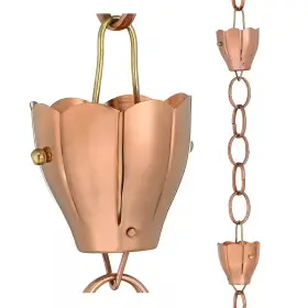 Good Directions 744759704733 100% Pure Copper Crocus Rain Chain 8-1/2 Ft. Long Large Cups Replaces Gutter