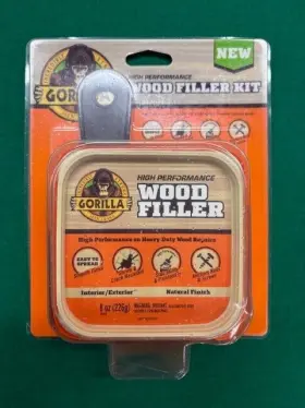 109229 Gorilla High Performance Wood Filler Kit Natural Finish Indoor / Outdoor