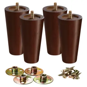 Gosche B08lgkrlb2 8 Inch Wood Furniture Legs Sofa Set Of 4 Brown Wooden