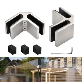 Gosure 762849162546 Railing Glass Clamps 4 Pack Balustrade Clamp For 5/16 Inch - 3/8 -1/2 Th