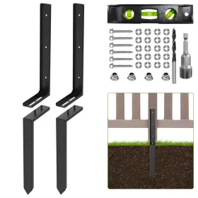 S313101 Goyappin 2-pack Fence Post Repair Kit 33.5 Inch Heavy Duty Adjustable Thickened Metal Fen