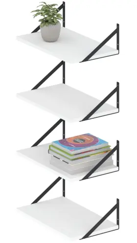 Greaittle Gbws004-3 10 Inch Deep Floating Shelves 16.5 X Set Of 4 Natural Wood B