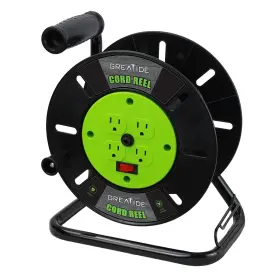 Gwr-4p-10a-open Greatide Heavy Duty Extension Cord Storage Reel With 4grounded Outlets 10a Circuit Br