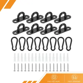 Gryfton 680811067074 8pcs - Pad Eye Plate 1.8 Inch Stainless Steel Ceiling U Hooks With Screw Black