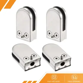 Gryfton 686130902744 4pack Stainless Steel Glass Clamp Curved Back Round Bracket For 6mm - 8mm