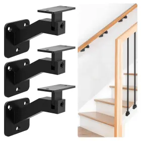 Gk-ahb3 Gyykzz 3 Pack Adjustable Handrail Brackets For Indoor Stairs Black Stair Railing Br