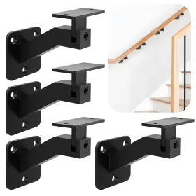Gk-ahb820 Gyykzz 4pk T304 Steel Black Handrail Brackets Adjustable Stair Railing Banister Swivel