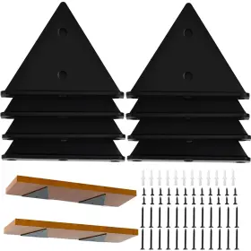 Halyuhn 767302253601 Floating Shelf Bracket 8 Pcs For Wood Shelves 4 X 3 Inches Black Fl