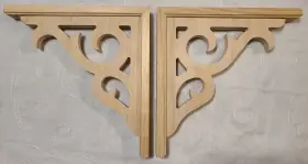 Vst-186 Handmade Pair Of Pine Wood Ornate Fretwork Porch Shelf Brackets 12x12 Unfinished #186