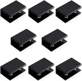Haowei 0768563006593 8 Pcs Black Square Glass Clip Clamp Holder Adjustable Space Aluminum Brack