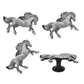 Haowei 768563008023 Horse Knob 4 Pcs Zinc Alloy Pulls Handles For Dresser Ancient Silver