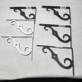 853019 Hardware Essentials Lot Of 6- 10 Inch X 7 Ornamental Shelf Brackets Bronze White