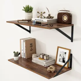 Heimlove Hefl-05-wb-60.5cm-24-2p-wt 12 Inch Deep Floating Shelves For Wall 24w X 12d Wood