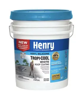 Henry 313035345351 887 Tropi-cool White 100% Silicone Reflective Roof Coating 4.75 Gal