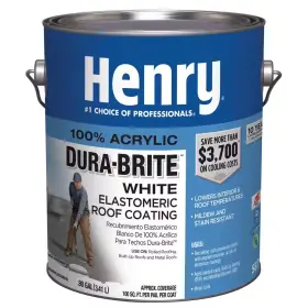 Henry 445014278268 587 Dura-brite White 100% Acrylic Elastomeric Reflective Roof Coating 0.90 Gal