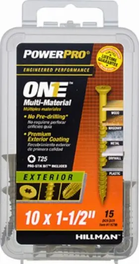 116798 Hillman 5 Pack - Power Pro One Exterior Screws Flat Head Bronze Epoxy Coated #10x1-1/2 I