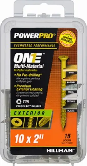 116800 Hillman Power Pro One Exterior Screws Flat Head Bronze Epoxy Coated #10x2 Inch 15-pk. - 1