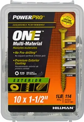 116841 Hillman Power Pro One Exterior Screws Flat Head Bronze Epoxy Coated #10x1/2 Inch 122-pk
