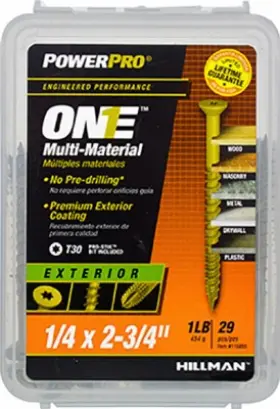 116859 Hillman Power Pro One Exterior Screws Flat Head Bronze Epoxy Coated #1/4x2-3/4 Inch 38-pk