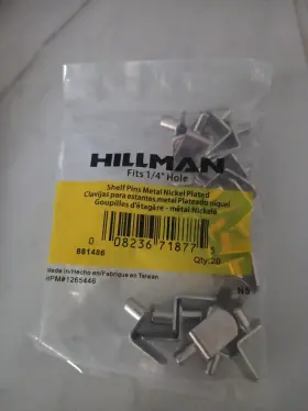 148179 Hillman New 20pk Brass Plated Metal Shelf Pins Fits 1/4 Inch Hole