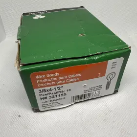 Hillman 2893 Eye Bolt 3/8 Inch X 4-1/2 Screw-in Zinc Plated Steel 10ct Box
