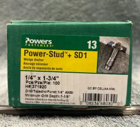 371920 Hillman Zinc Power-stud Sd1 Anchor 1/4 Inch X 1-3/4 - 100 Pc