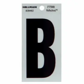 839482 Hillman 6 Pack - Reflective Adhesive House Address Letter B Thin Cut Black Vinyl 3 Inch