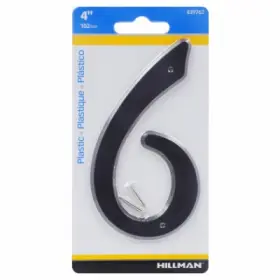 839762 Hillman 10 Pack - House Address Number 6 Nail-on Black Plastic 4 Inch