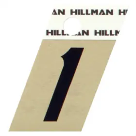 840476 Hillman 6 Pack - Adhesive Angle-cut House Address Number 1 Black And Gold Aluminum 1-1/2