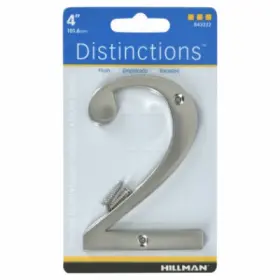 843322 Hillman 3 Pack - Distinctions House Address Number 2 Screw-in Brushed Nickel Zinc 4 Inch