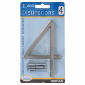 844704 Hillman Distinctions House Address Number 4 Flush Or Floating Mount Brushed Nickel 5 Inch