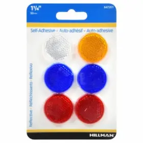 847201 Hillman Mini Reflector Driveway Markers Adhesive 1-1/4 Inch 6-pk. -