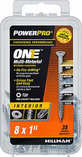 116714 Hillman Fasteners 5 Pack Power Pro One Interior Screws Flat Head Zinc-plated #8x1- Inch 35-pk. 11671
