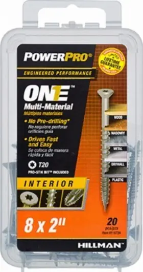 116724 Hillman Fasteners Power Pro One Interior Screws Flat Head Zinc-plated #8 X 2- Inch 20-pk