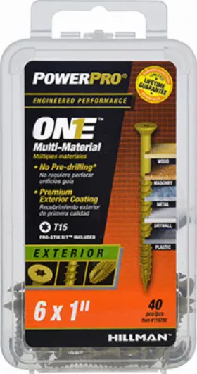 116782 Hillman Fasteners Power Pro One Exterior Screws Flat Head Bronze Epoxy Coated #6x1- Inch 40-pk. 1167