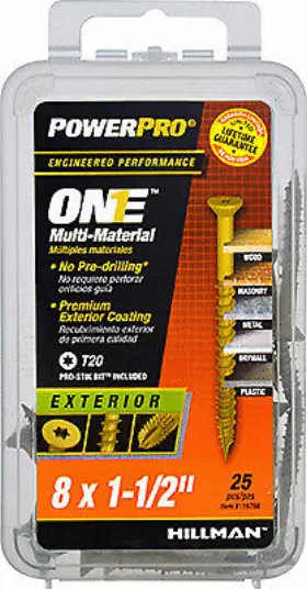 116788 Hillman Fasteners 5 Pack - Power Pro One Exterior Screws Flat Head Bronze Epoxy Coated #8x1.5- Inch