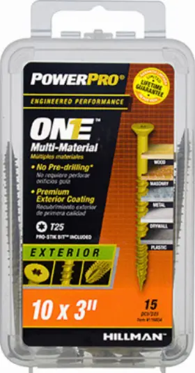 116804 Hillman Fasteners Power Pro One Exterior Screws Flat Head Bronze Epoxy Coated #10x3- Inch 15-pk. 116