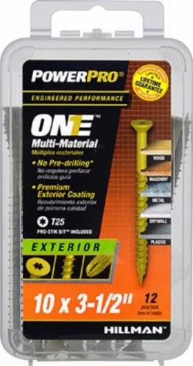 116805 Hillman Fasteners 5 Pack Power Pro One Exterior Screws Flat Head Bronze Epoxy Coated #10x3.5- Inch 1